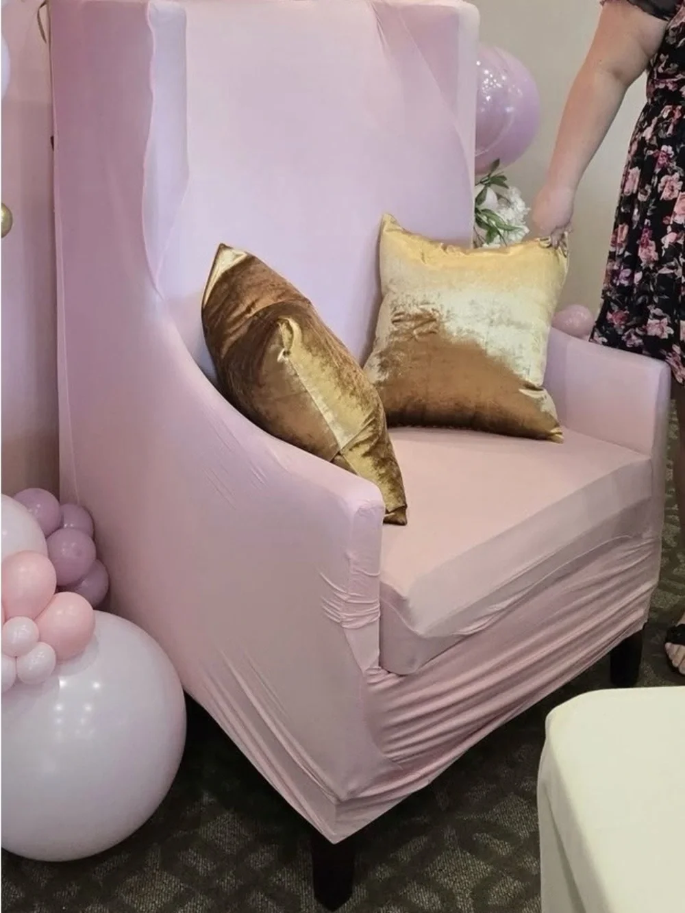 Pink Slipcover for Wingback Chair - Two Piece Set (Chair, pillows not included)